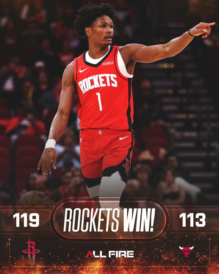 10中6&amp;10罚10中砍23+5！火箭赢球海报：封面人物阿门·汤普森